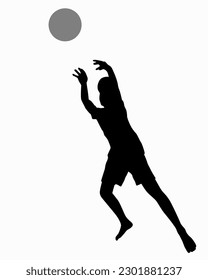 Boy playing volleyball silhouette vector illustration