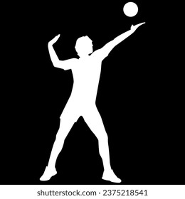 a boy playing the volleyball vector file