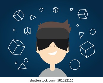 Boy playing VR Glasses.