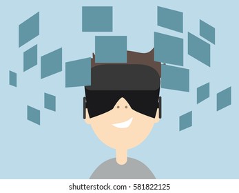 Boy playing VR Glasses.