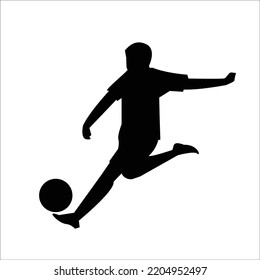 Boy plays football silhouette vector illustration