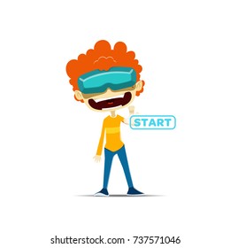 Boy plays a virtual reality game
