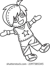 Boy Plushie Isolated Coloring Page for Kids