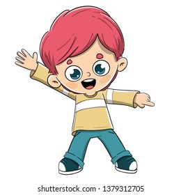 Boy pointing with a finger