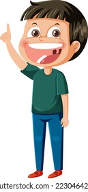 A boy pointing finger cartoon character illustration