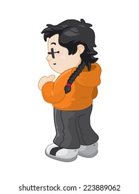 boy pointing himself cartoon isolated vector illustration
