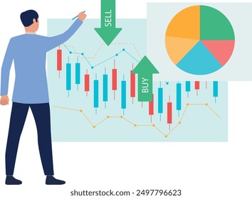 El chico apunta al gráfico circular.