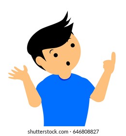  Boy pointing or Telling Something, at White Background