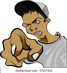 boy pointing towards the camera isolated on white