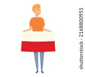 Boy with Poland flag icon cartoon vector. Kid child. World boy