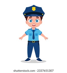 Boy in police uniform. vector illustration	

