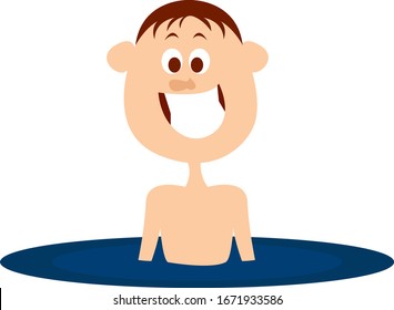 Niño en la piscina, ilustración, vector sobre fondo blanco.