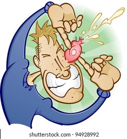 Boy Popping a Zit Pimple Cartoon Character