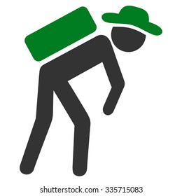 Boy Porter vector icon. Style is bicolor flat symbol, green and gray colors, rounded angles, white background.