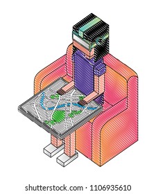boy portrait with vr headset isometric
