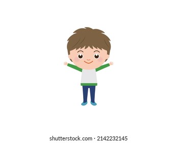 Boy in a pose to open his hand