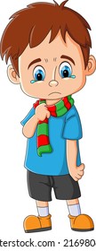 The boy is posing nicely with a sad face of illustration