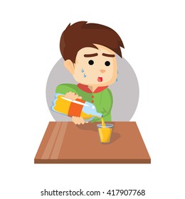 boy pouring orange juice