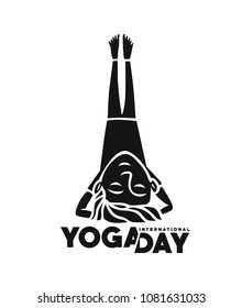 Boy practicing yoga pose, 21st june international yoga day, vector illustration.