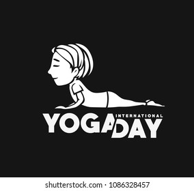 Boy practicing yoga pose, 21st june international yoga day, vector illustration.