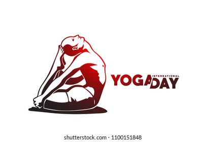 Boy practicing yoga pose, 21st june international yoga day, vector illustration.