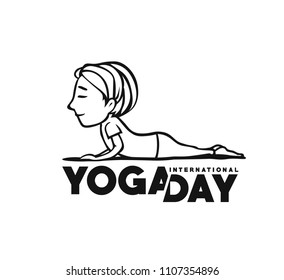 Boy practicing yoga pose, 21st june international yoga day, vector illustration.