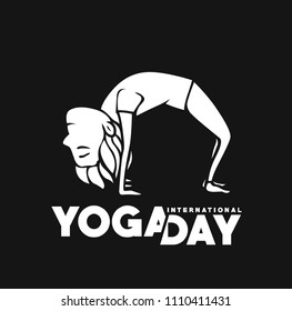 Boy practicing yoga pose, 21st june international yoga day, vector illustration.