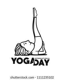 Boy practicing yoga pose, 21st june international yoga day, vector illustration.