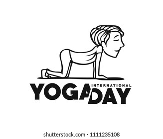 Boy practicing yoga pose, 21st june international yoga day, vector illustration.