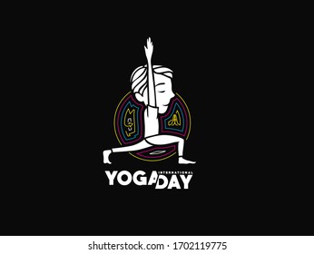 Boy practicing yoga pose, 21st june international yoga day, vector 