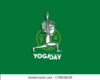 Boy practicing yoga pose, 21st june international yoga day, vector 