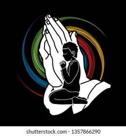 Boy Prayer, Christian praying, Praise God, Worship cartoon graphic vector