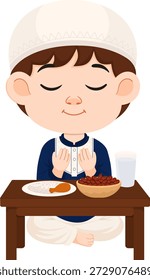 Junge betet vor dem Essen