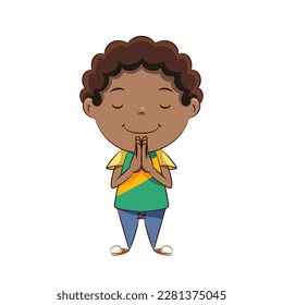 Boy praying, standing, kid, giving thanks, gesture