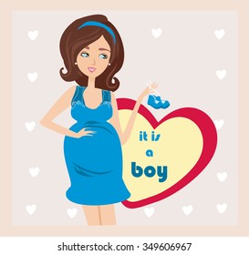 It's A boy! - pregnant woman card