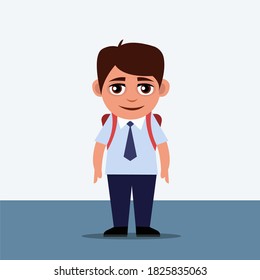 A boy prepares for school.
I made it in this character adobe illusrator.

