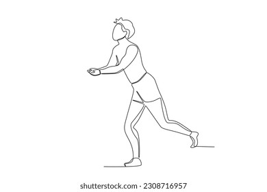A boy is preparing to catch a volleyball. Beach volleyball one-line drawing