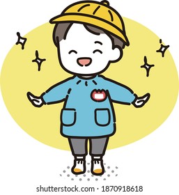 A boy preparing to go to a nursery school himself