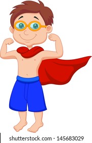 Boy pretending to be a Super Hero