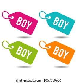 Boy Price Tags. Flat Eps10 Vector Illustration.