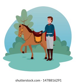 boy prince with cape and royal horse