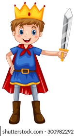 Boy In Prince Costume Holding A Sword