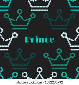 The Boy - Prince. Seamless background with Crowns. Vector illustration for web design or print.
