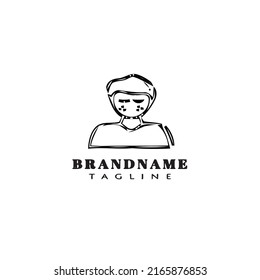 niño con problema de la piel logotipo caricatura icono diseño de la imagen negro de vector aislado