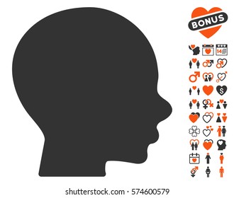 Boy Profile pictograph with bonus lovely pictograph collection. Vector illustration style is flat iconic elements for web design, app user interfaces.