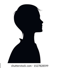 boy profile silhouette, black and white teenager profile