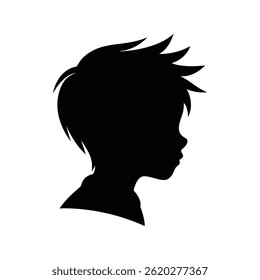 Símbolo de vetor de ícone de silhueta de perfil Boy isolado no fundo branco
