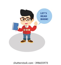 Boy promotion for reading book