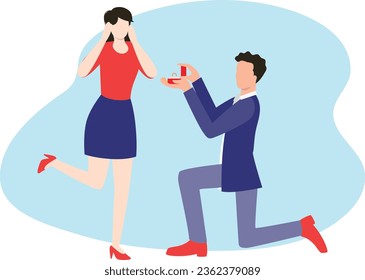 The boy proposed to the girl with the ring.