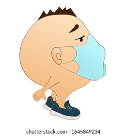Boy in a protective mask. Prevention of viral diseases. Vector illustration in cartoon style. The concept of protection against bacteria and viruses.